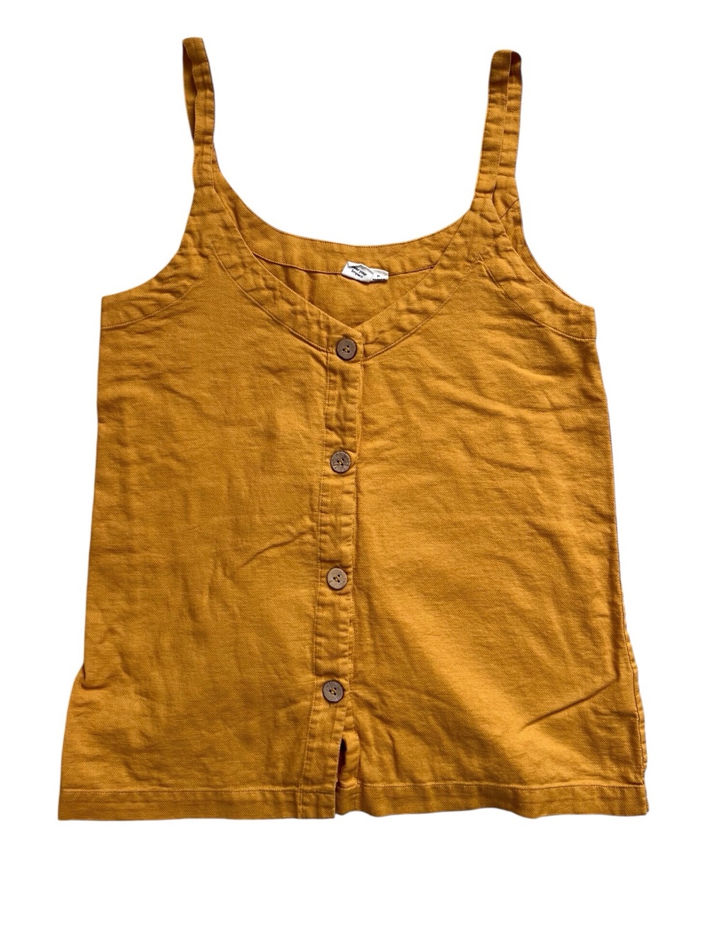 10 Tree tentree Women’s Main Street Tank Yellow Button Front Boho Gorpcore Small